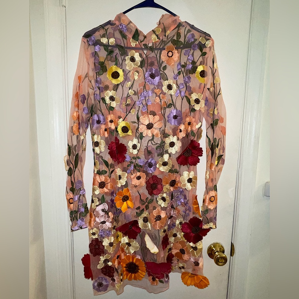 Floral Mesh Mini Dress